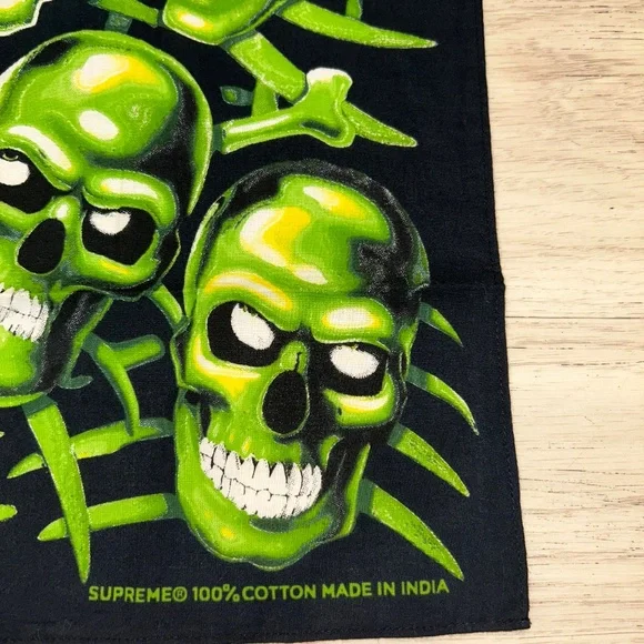 Supreme Skull Pile Bandana Green Rare